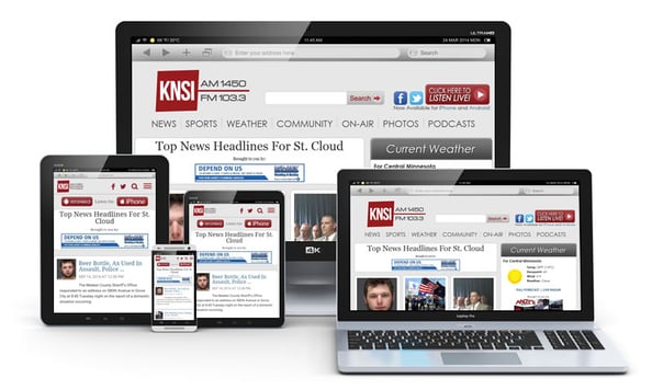 Banner Ads on KNSI Radio Website, Various Devices
